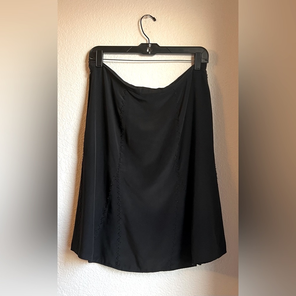 Willi Smith Flare Beaded Silk Skirt